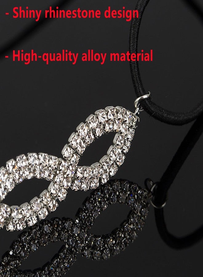 SHUNGXINYI Elastic Rhinestone Headbands Crystal Headband Sparkly Wave Head Chain Crown Alloy Disco Silver Crystal Hair Band Accessories for Wedding Prom First Communion Pageant Women Girl, Silver - Image 3